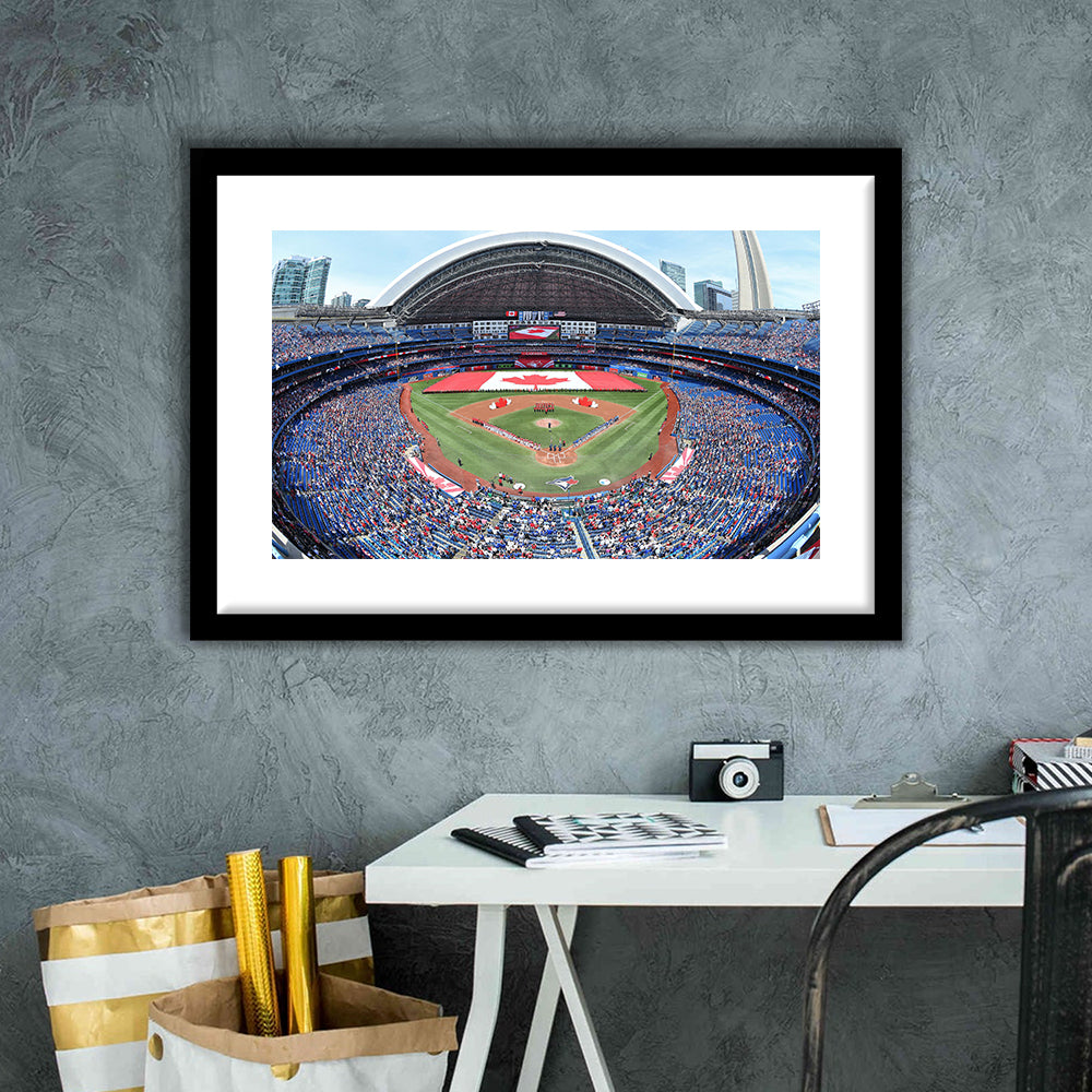 Rogers Centre Stadium in Toronto, Stadium Canvas, Sport Art, Gift for him, White Border Framed Art Print Wall Decor