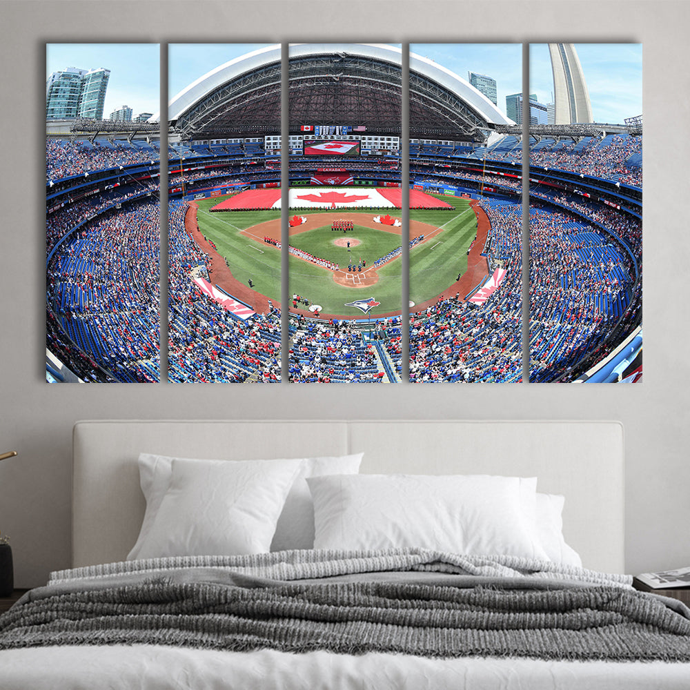 Rogers Centre Stadium in Toronto, Stadium Canvas, Sport Art, 5 Panel B, Extra Large Canvas, Canvas Print Wall Art