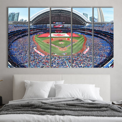Rogers Centre Stadium in Toronto, Stadium Canvas, Sport Art, 5 Panel B, Extra Large Canvas, Canvas Print Wall Art