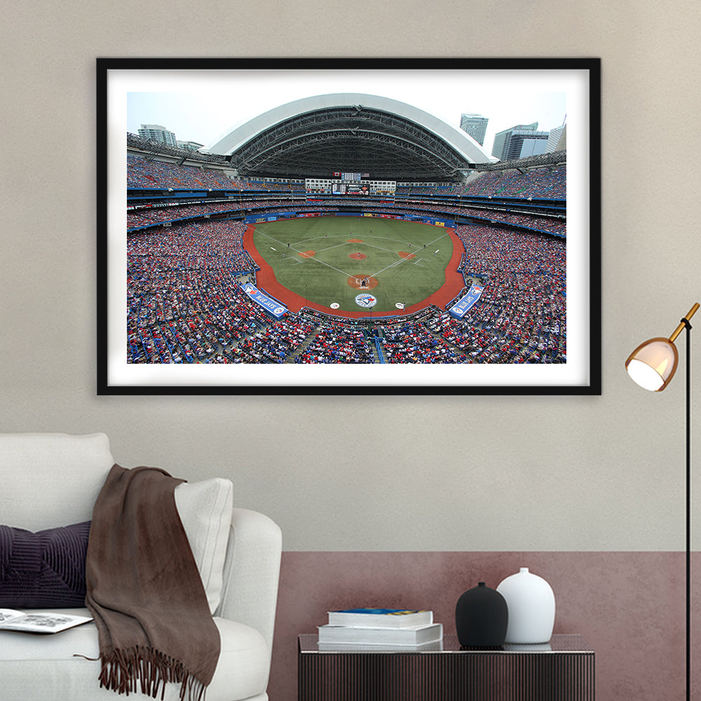 Rogers Centre in Canada, Stadium Canvas, Sport Art, Gift for him, White Border Framed Art Print Wall Decor