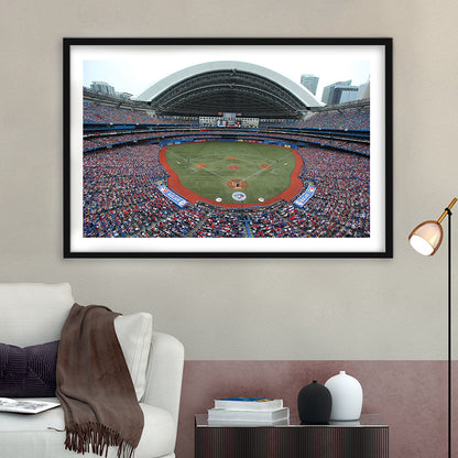 Rogers Centre in Canada, Stadium Canvas, Sport Art, Gift for him, White Border Framed Art Print Wall Decor