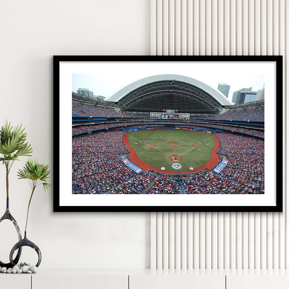 Rogers Centre in Canada, Stadium Canvas, Sport Art, Gift for him, White Border Framed Art Print Wall Decor