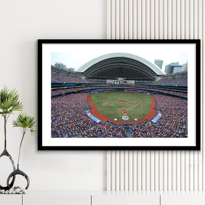 Rogers Centre in Canada, Stadium Canvas, Sport Art, Gift for him, White Border Framed Art Print Wall Decor