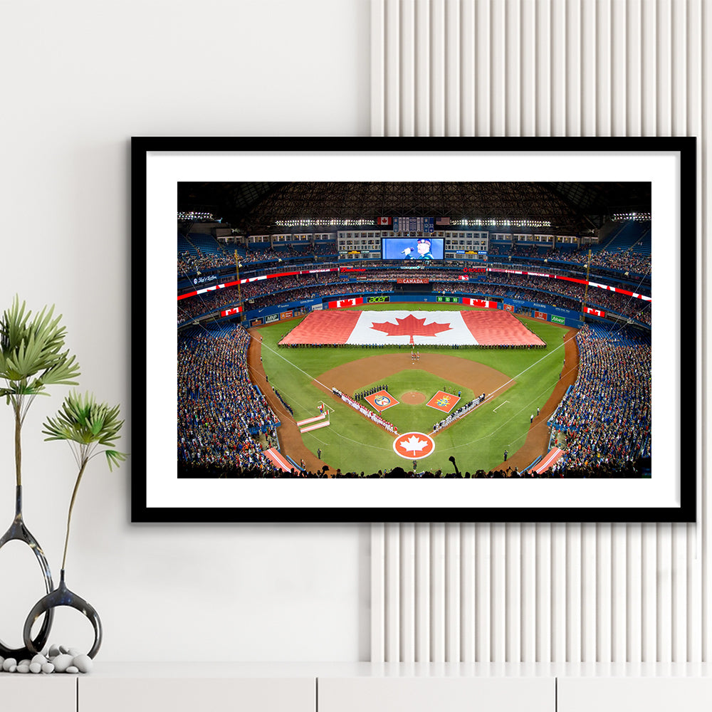 Rogers Centre in Toronto, Stadium Canvas, Sport Art, Gift for him, White Border Framed Art Print Wall Decor