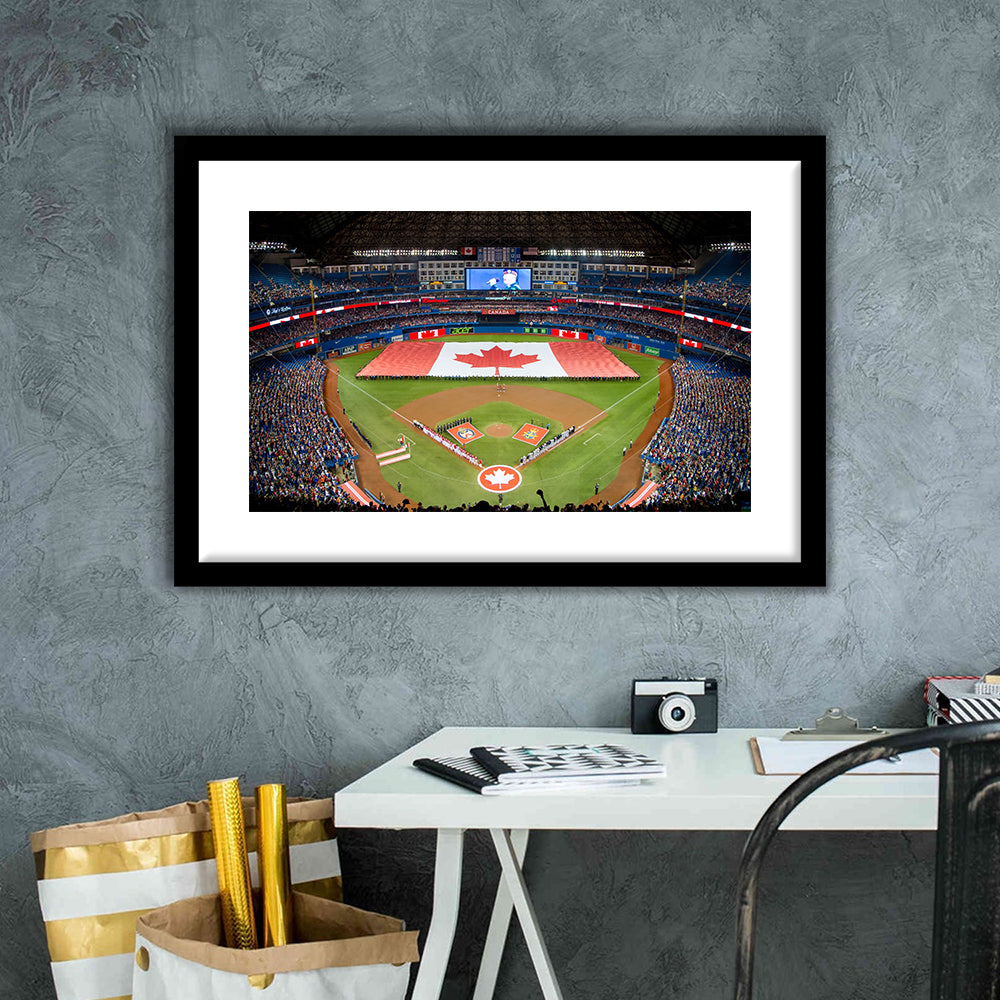 Rogers Centre in Toronto, Stadium Canvas, Sport Art, Gift for him, White Border Framed Art Print Wall Decor