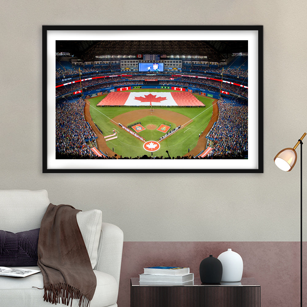 Rogers Centre in Toronto, Stadium Canvas, Sport Art, Gift for him, White Border Framed Art Print Wall Decor