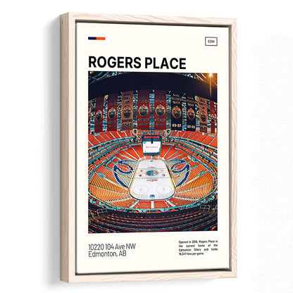 Rogers Place Print, Edmonton Oilers Stadium Canvas Art, Man Cave Gift, Floating Framed Canvas Print Wall Art