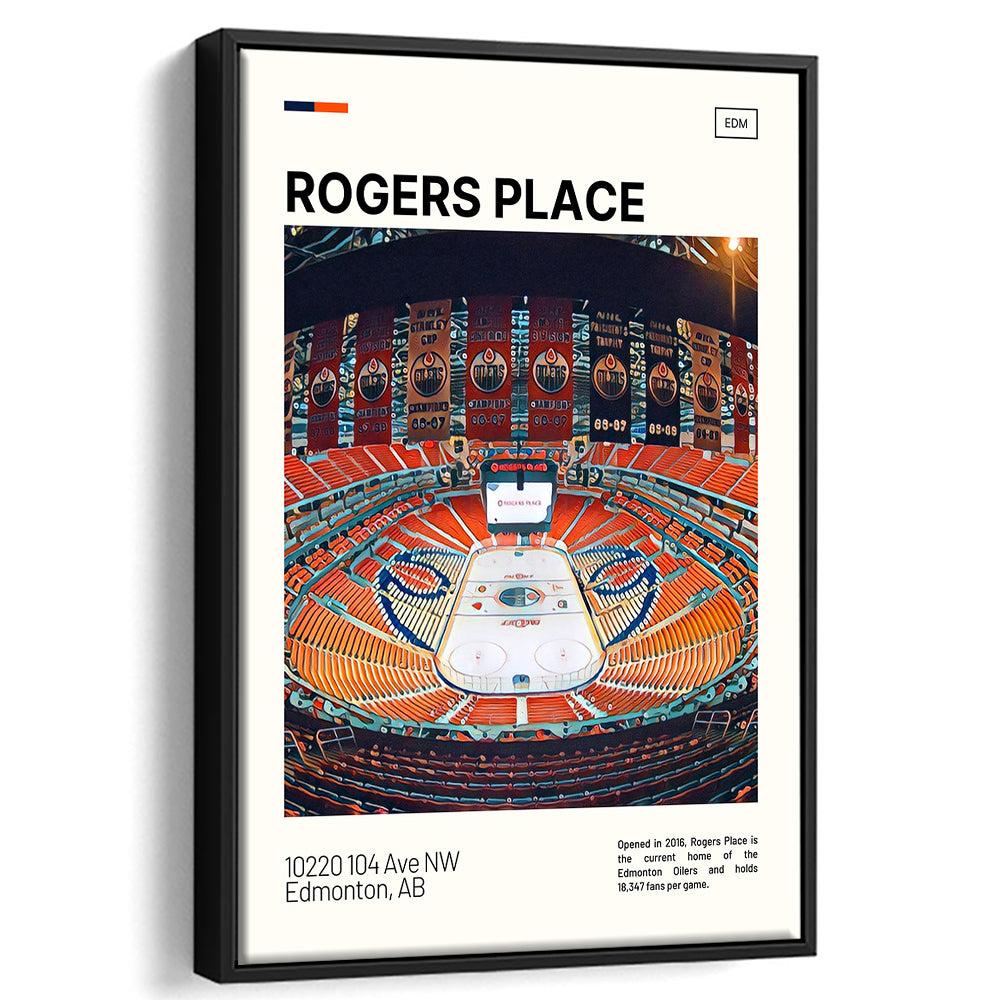 Rogers Place Print, Edmonton Oilers Stadium Canvas Art, Man Cave Gift, Floating Framed Canvas Print Wall Art