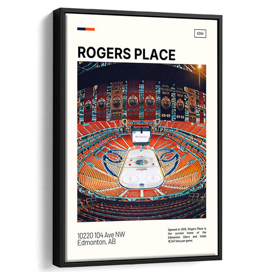 Rogers Place Print, Edmonton Oilers Stadium Canvas Art, Man Cave Gift, Floating Framed Canvas Print Wall Art