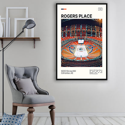 Rogers Place Print, Edmonton Oilers Stadium Canvas Art, Man Cave Gift, Floating Framed Canvas Print Wall Art