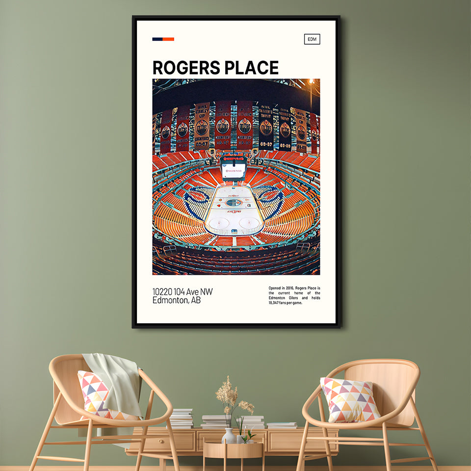 Rogers Place Print, Edmonton Oilers Stadium Canvas Art, Man Cave Gift, Floating Framed Canvas Print Wall Art