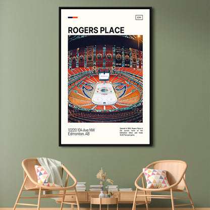 Rogers Place Print, Edmonton Oilers Stadium Canvas Art, Man Cave Gift, Floating Framed Canvas Print Wall Art