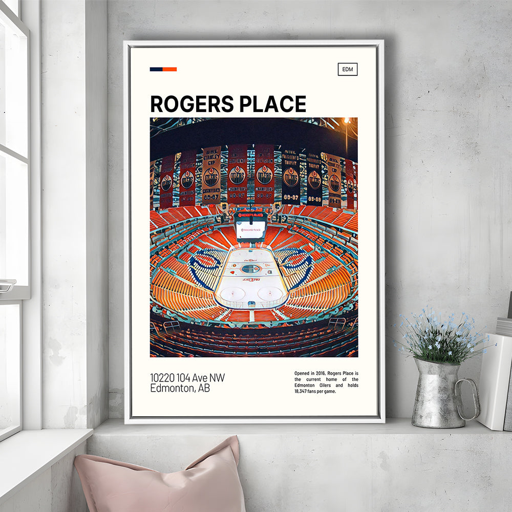 Rogers Place Print, Edmonton Oilers Stadium Canvas Art, Man Cave Gift, Floating Framed Canvas Print Wall Art