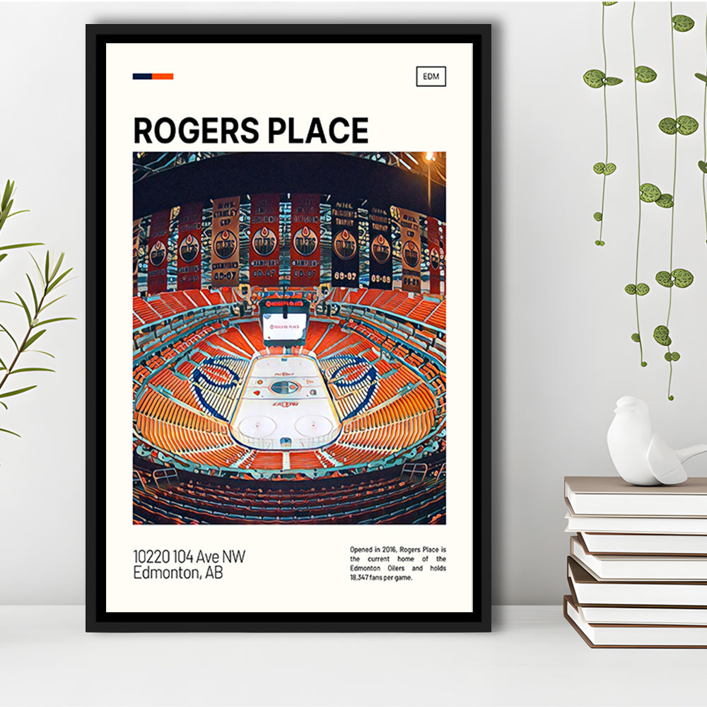 Rogers Place Print, Edmonton Oilers Stadium Canvas Art, Man Cave Gift, Floating Framed Canvas Print Wall Art