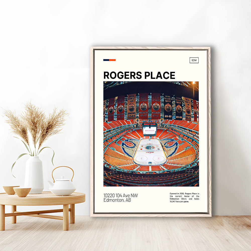 Rogers Place Print, Edmonton Oilers Stadium Canvas Art, Man Cave Gift, Floating Framed Canvas Print Wall Art