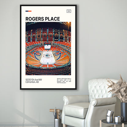 Rogers Place Print, Edmonton Oilers Stadium Canvas Art, Man Cave Gift, Floating Framed Canvas Print Wall Art