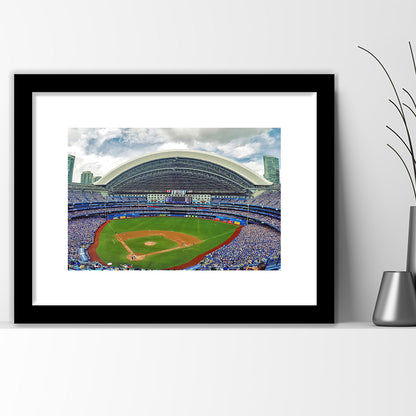 Rogers Stadium Aerial View, Stadium Canvas, Sport Art, Gift for him, White Border Framed Art Print Wall Decor