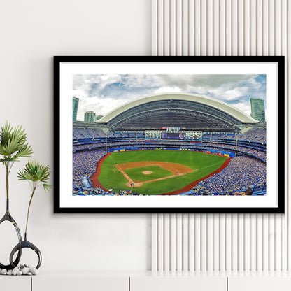Rogers Stadium Aerial View, Stadium Canvas, Sport Art, Gift for him, White Border Framed Art Print Wall Decor