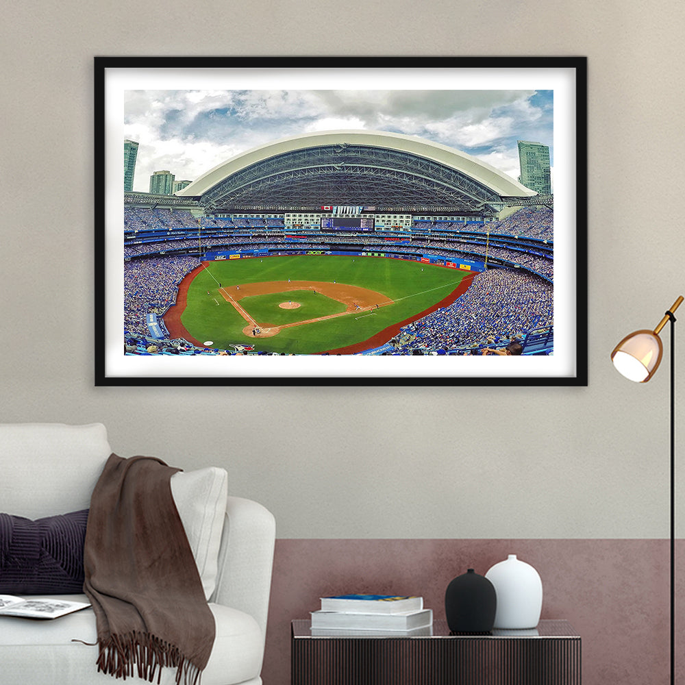 Rogers Stadium Aerial View, Stadium Canvas, Sport Art, Gift for him, White Border Framed Art Print Wall Decor