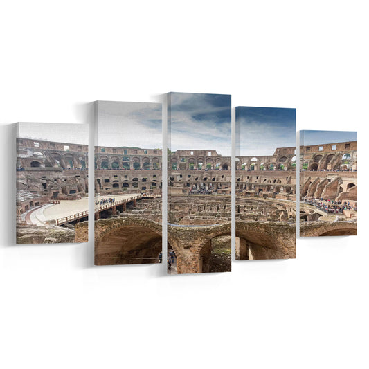 Rome Colosseum, Stadium Canvas, Sport Art, Gift for him, 5 Panel, Large Canvas, Canvas Print Wall Art
