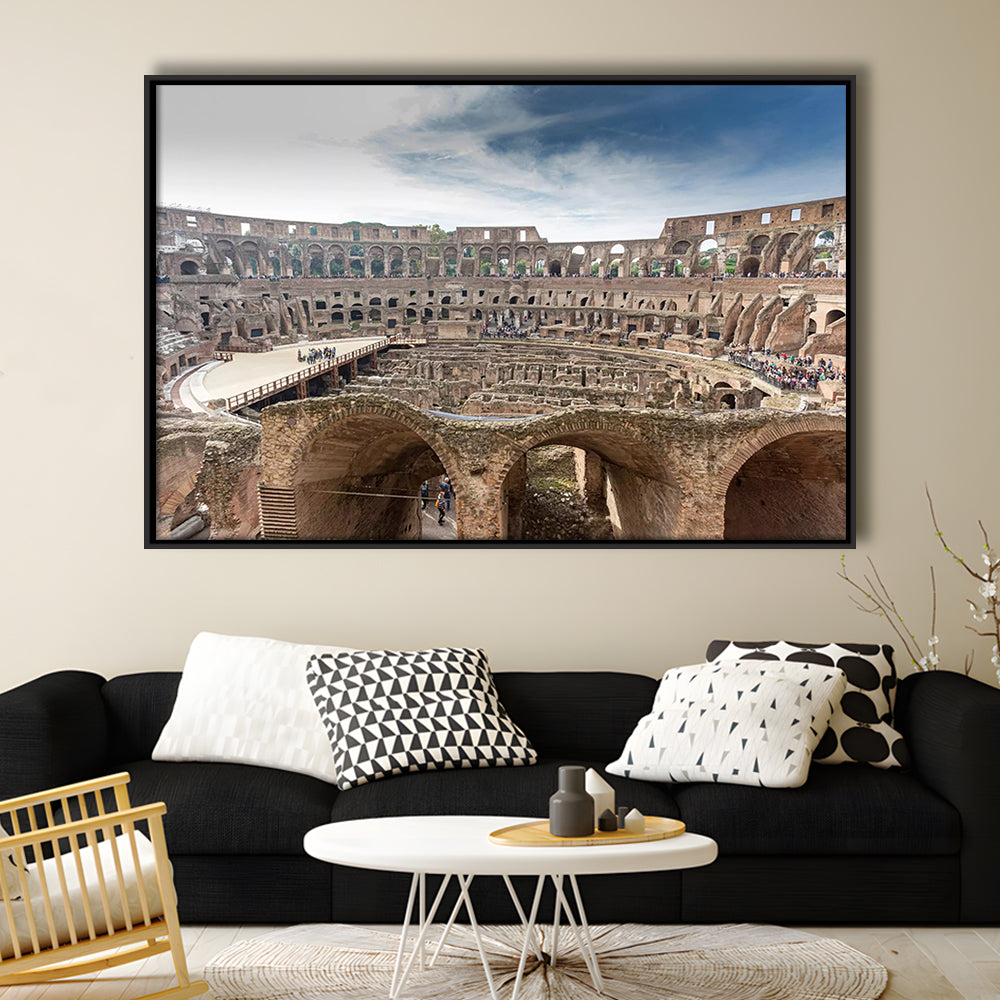 Rome Colosseum, Stadium Canvas, Sport Art, Framed Canvas Print Wall Art, Floating Frame