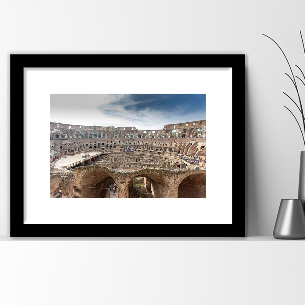 Rome Colosseum, Stadium Canvas, Sport Art, Gift for him, White Border Framed Art Print Wall Decor