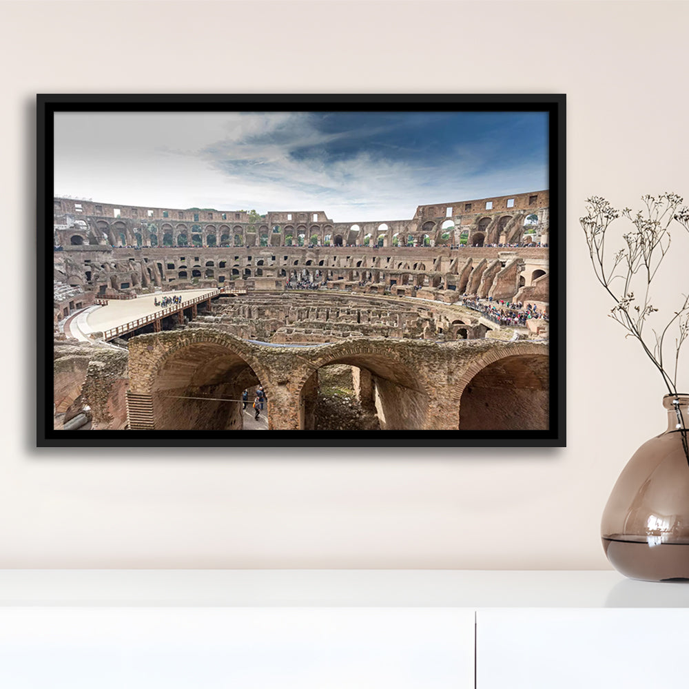 Rome Colosseum, Stadium Canvas, Sport Art, Framed Canvas Print Wall Art, Floating Frame