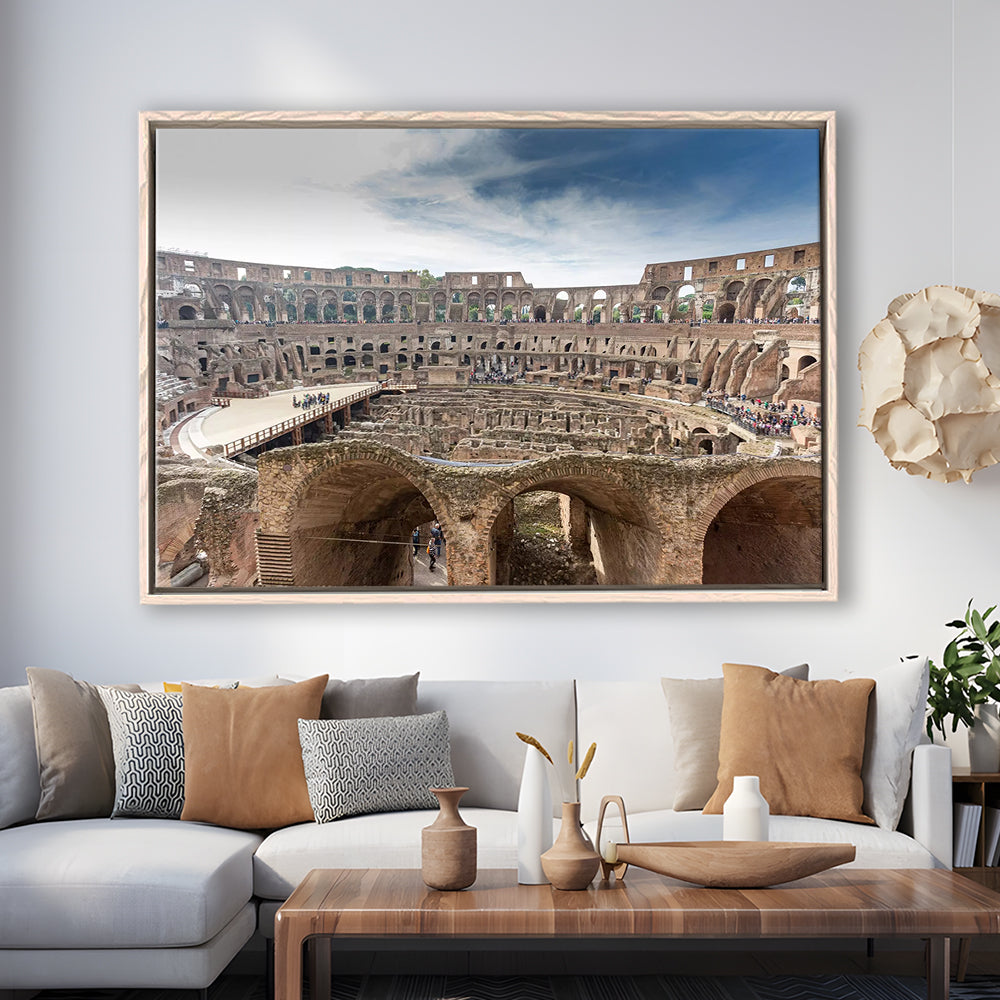 Rome Colosseum, Stadium Canvas, Sport Art, Framed Canvas Print Wall Art, Floating Frame