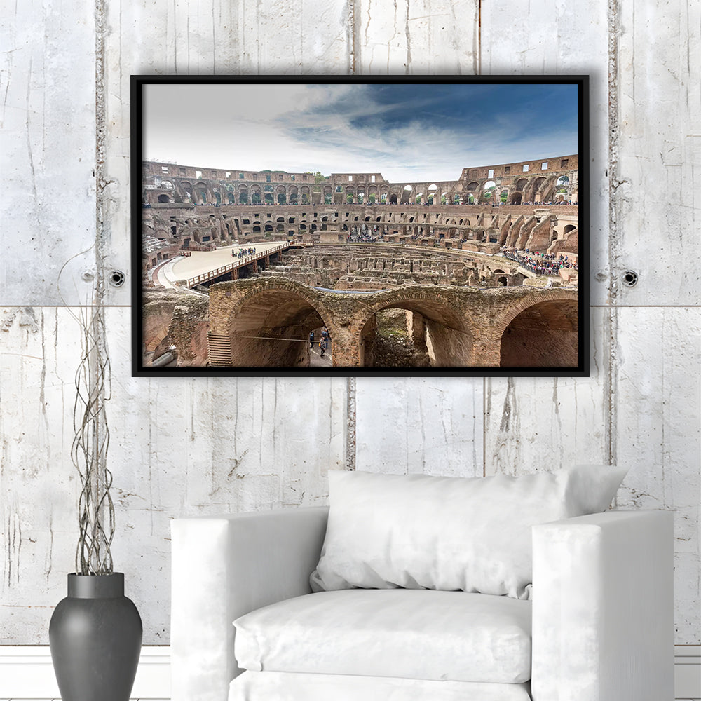 Rome Colosseum, Stadium Canvas, Sport Art, Framed Canvas Print Wall Art, Floating Frame