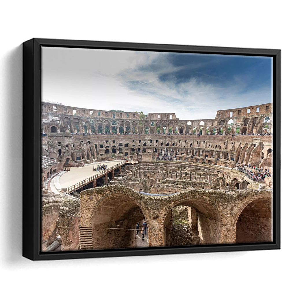 Rome Colosseum, Stadium Canvas, Sport Art, Framed Canvas Print Wall Art, Floating Frame