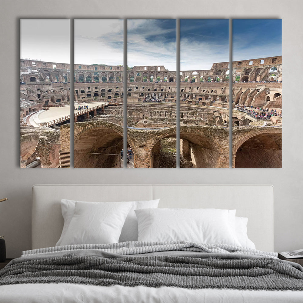Rome Colosseum, Stadium Canvas, Sport Art, 5 Panel B, Extra Large Canvas, Canvas Print Wall Art