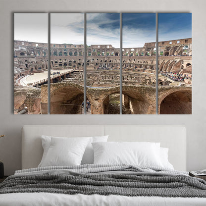 Rome Colosseum, Stadium Canvas, Sport Art, 5 Panel B, Extra Large Canvas, Canvas Print Wall Art