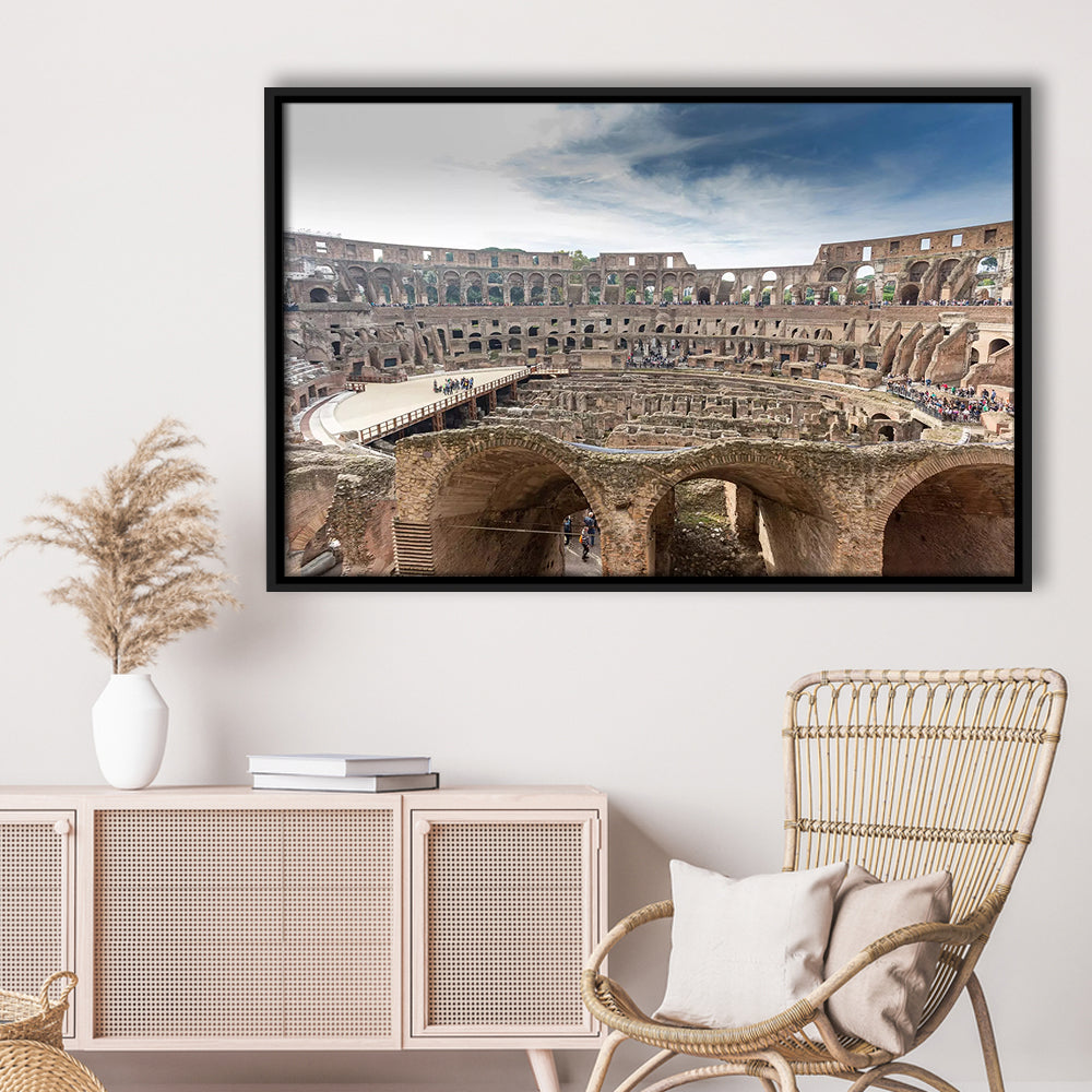Rome Colosseum, Stadium Canvas, Sport Art, Framed Canvas Print Wall Art, Floating Frame