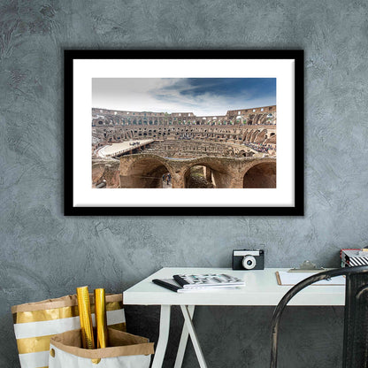Rome Colosseum, Stadium Canvas, Sport Art, Gift for him, White Border Framed Art Print Wall Decor