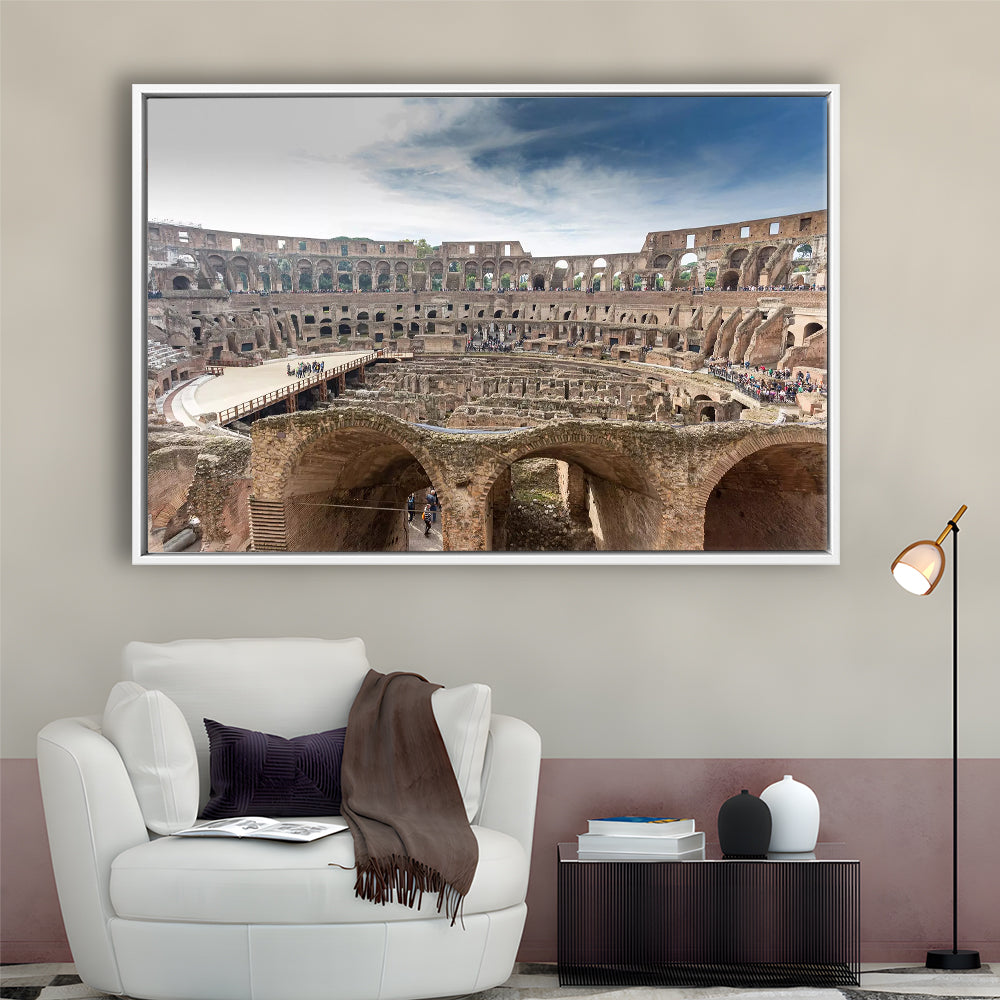 Rome Colosseum, Stadium Canvas, Sport Art, Framed Canvas Print Wall Art, Floating Frame