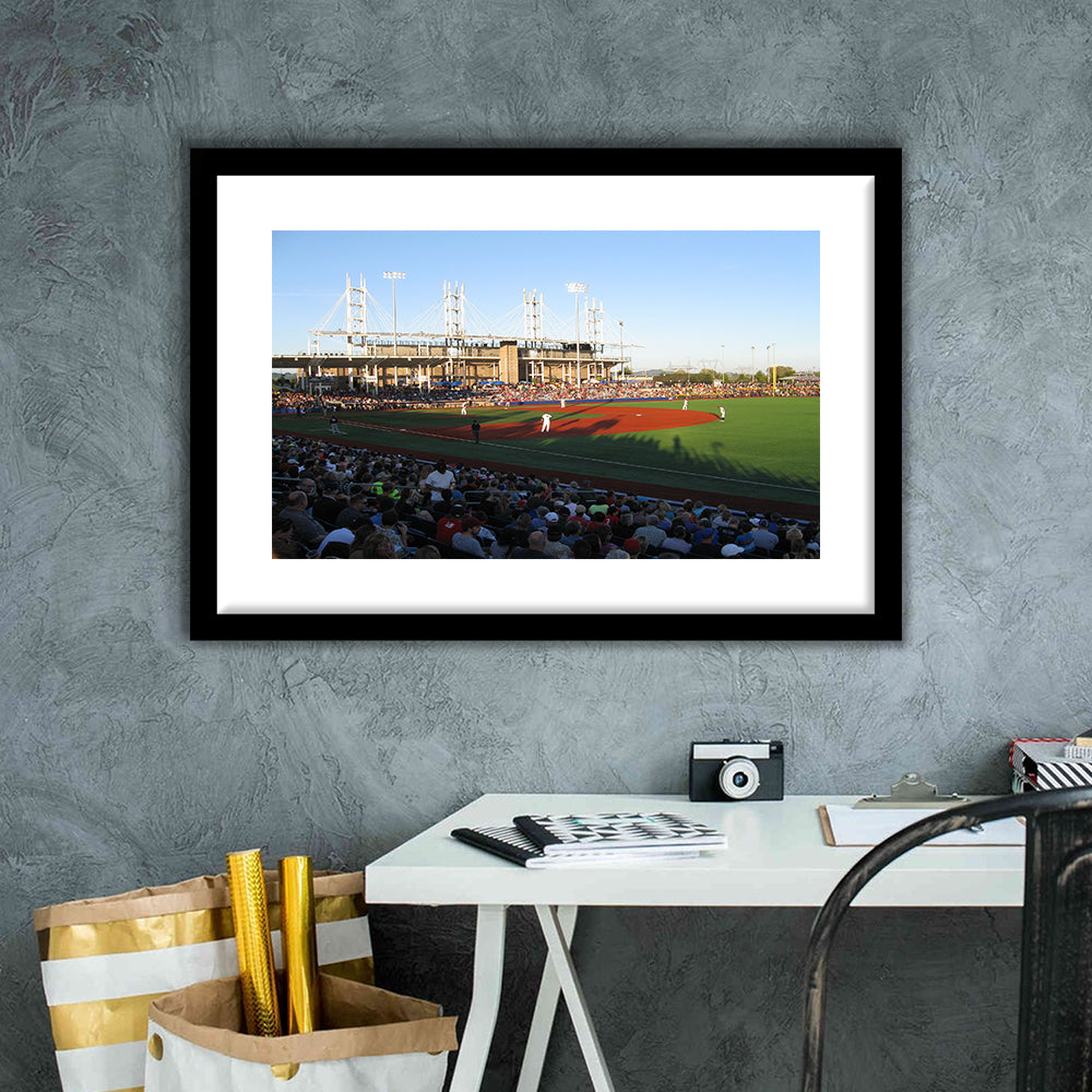 Ron Tonkin Field Stadium, Stadium Canvas, Sport Art, Gift for him, White Border Framed Art Print Wall Decor