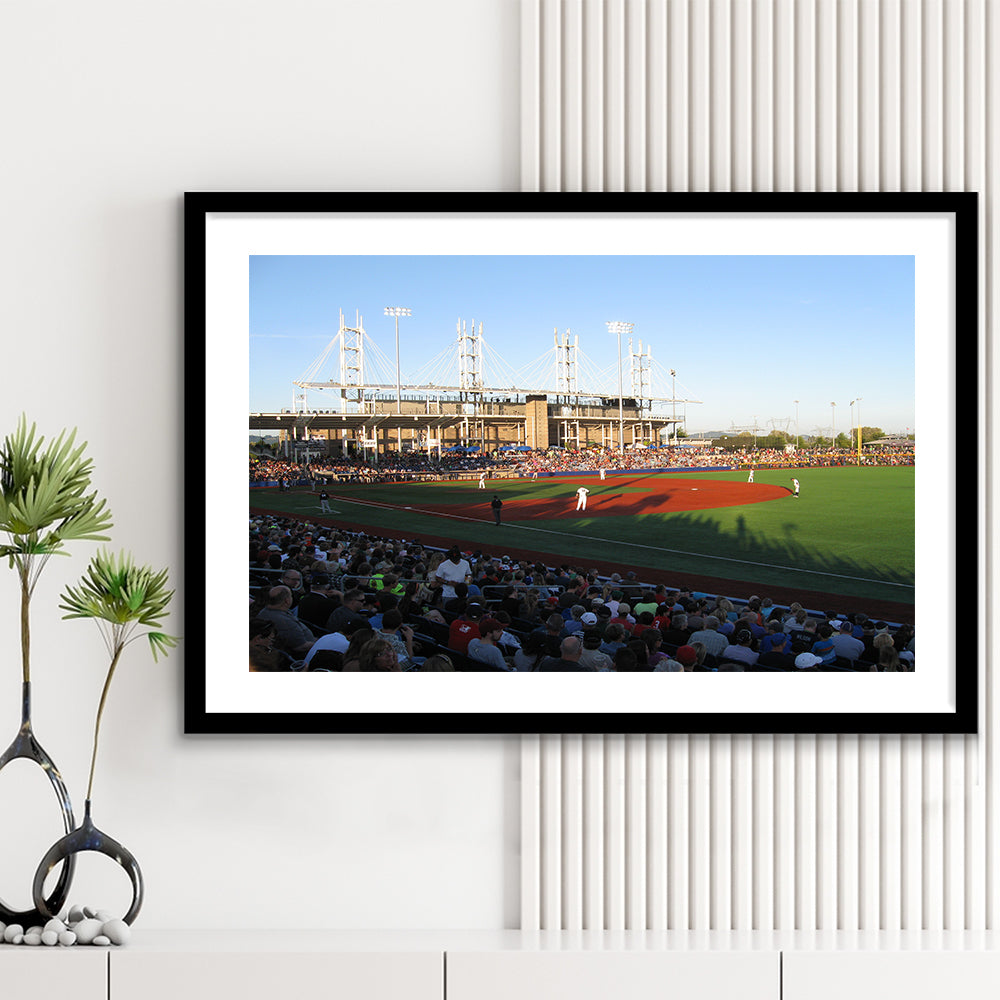 Ron Tonkin Field Stadium, Stadium Canvas, Sport Art, Gift for him, White Border Framed Art Print Wall Decor