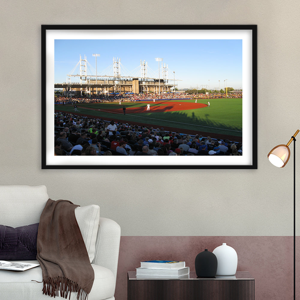 Ron Tonkin Field Stadium, Stadium Canvas, Sport Art, Gift for him, White Border Framed Art Print Wall Decor