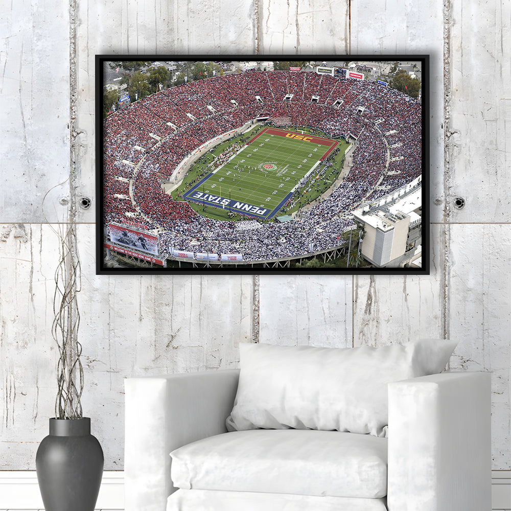 Rose Bowl Aerial View, Stadium Canvas, Sport Art, Framed Canvas Print Wall Art, Floating Frame