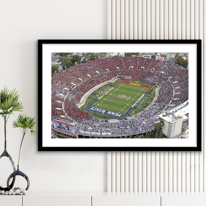 Rose Bowl Aerial View, Stadium Canvas, Sport Art, Gift for him, White Border Framed Art Print Wall Decor