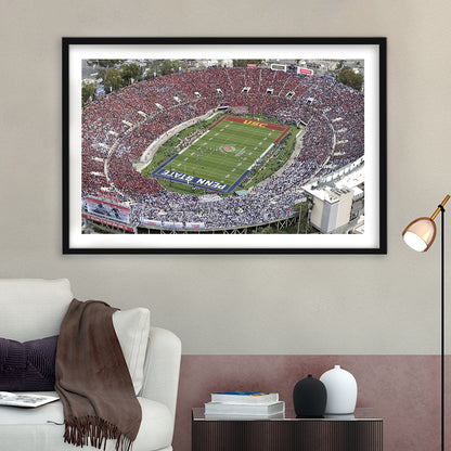 Rose Bowl Aerial View, Stadium Canvas, Sport Art, Gift for him, White Border Framed Art Print Wall Decor