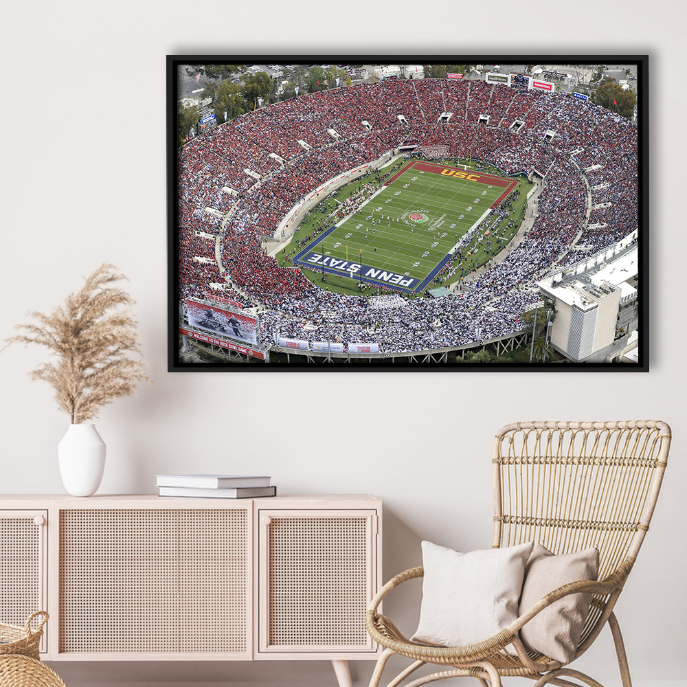 Rose Bowl Aerial View, Stadium Canvas, Sport Art, Framed Canvas Print Wall Art, Floating Frame