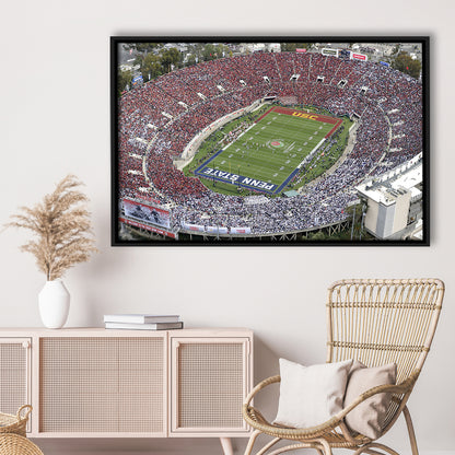 Rose Bowl Aerial View, Stadium Canvas, Sport Art, Framed Canvas Print Wall Art, Floating Frame