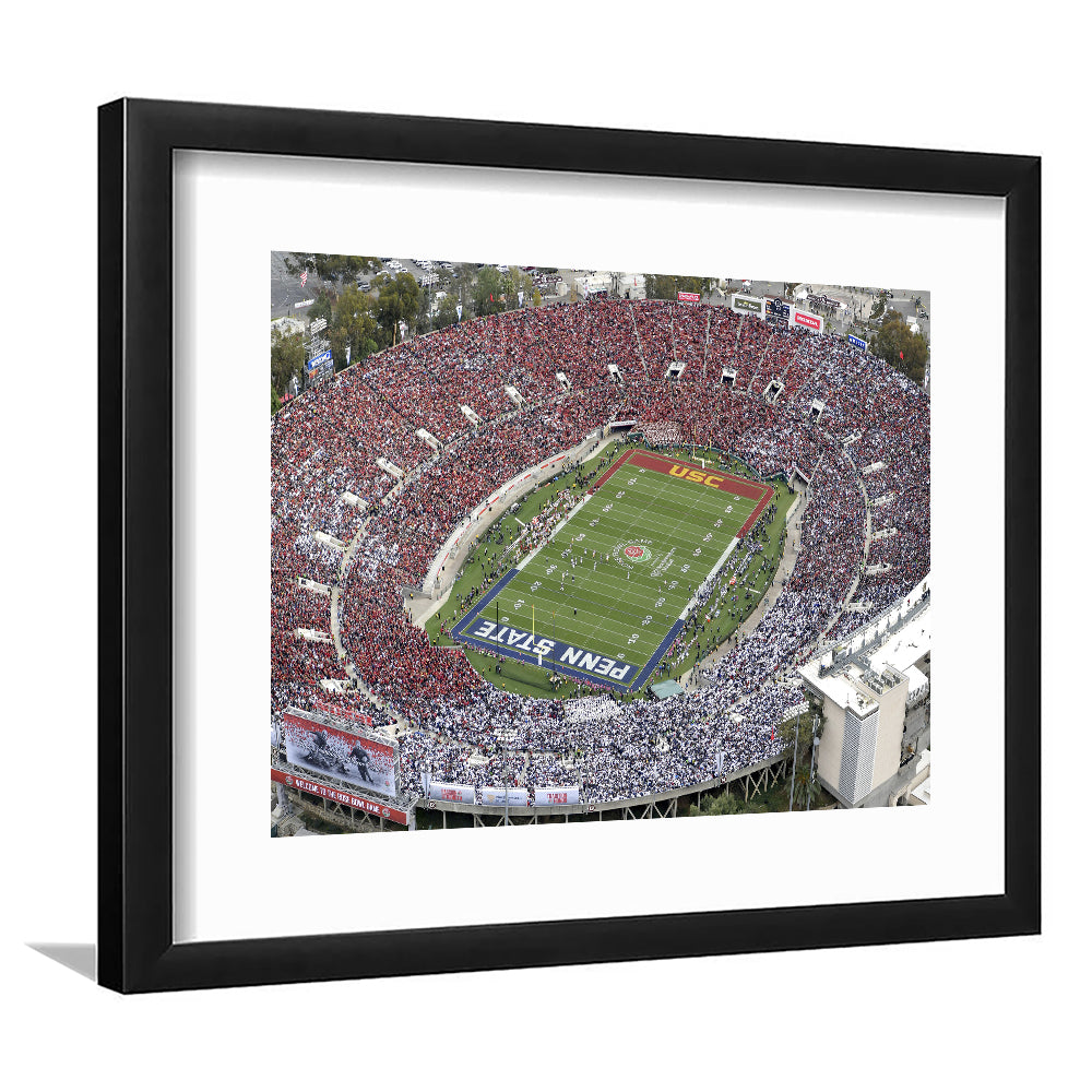 Rose Bowl Aerial View, Stadium Canvas, Sport Art, Gift for him, White Border Framed Art Print Wall Decor