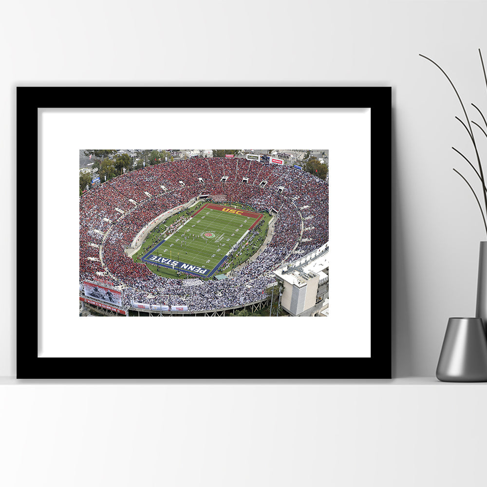 Rose Bowl Aerial View, Stadium Canvas, Sport Art, Gift for him, White Border Framed Art Print Wall Decor