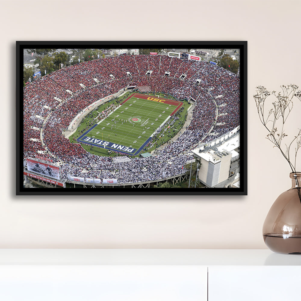 Rose Bowl Aerial View, Stadium Canvas, Sport Art, Framed Canvas Print Wall Art, Floating Frame