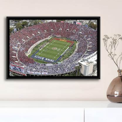 Rose Bowl Aerial View, Stadium Canvas, Sport Art, Framed Canvas Print Wall Art, Floating Frame