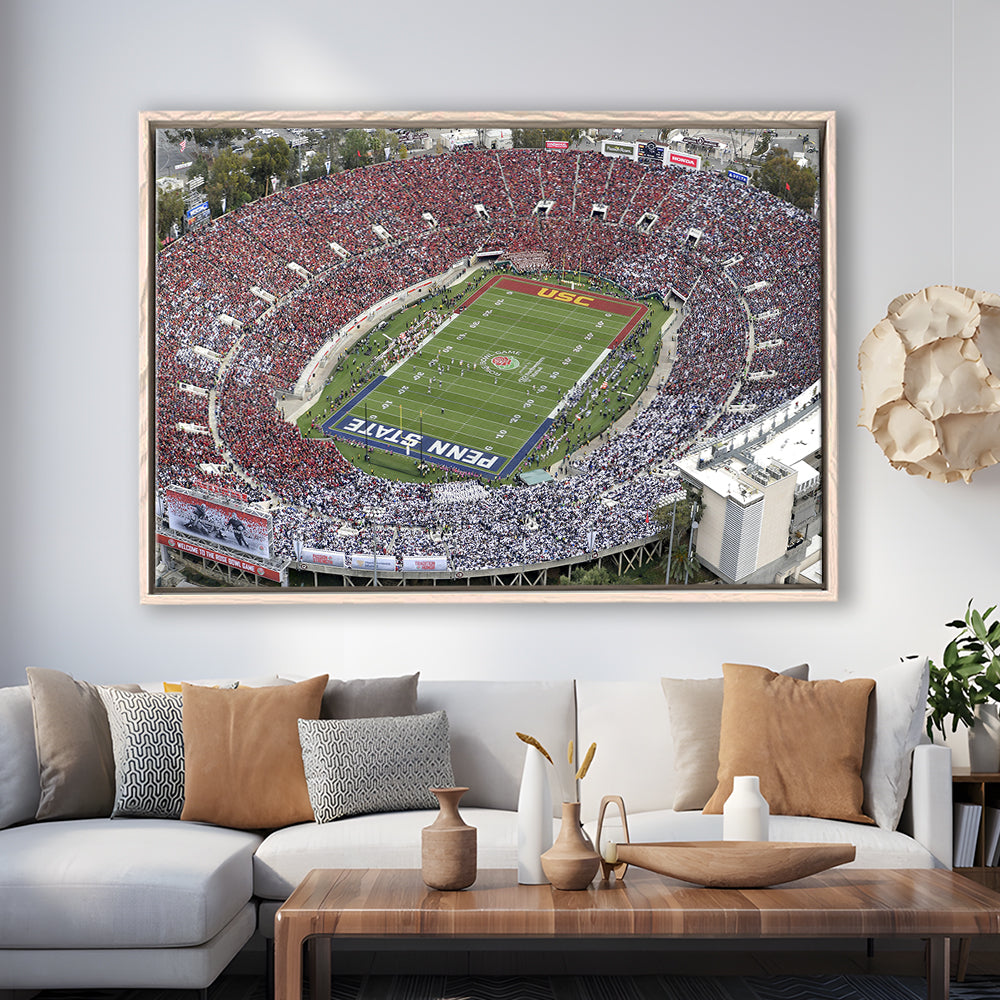 Rose Bowl Aerial View, Stadium Canvas, Sport Art, Framed Canvas Print Wall Art, Floating Frame