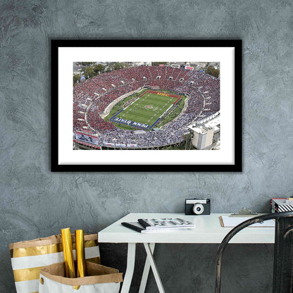 Rose Bowl Aerial View, Stadium Canvas, Sport Art, Gift for him, White Border Framed Art Print Wall Decor