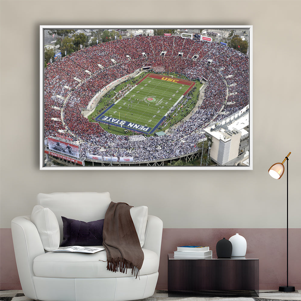 Rose Bowl Aerial View, Stadium Canvas, Sport Art, Framed Canvas Print Wall Art, Floating Frame